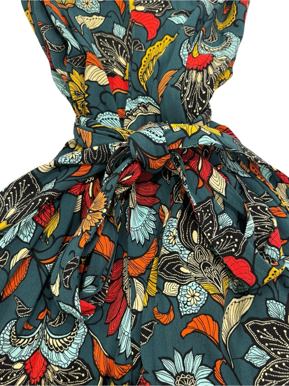 Anthropologie Women’s Geneva Halter Wide-Leg Jumpsuit Teal Floral Size Small - Picture 8 of 15
